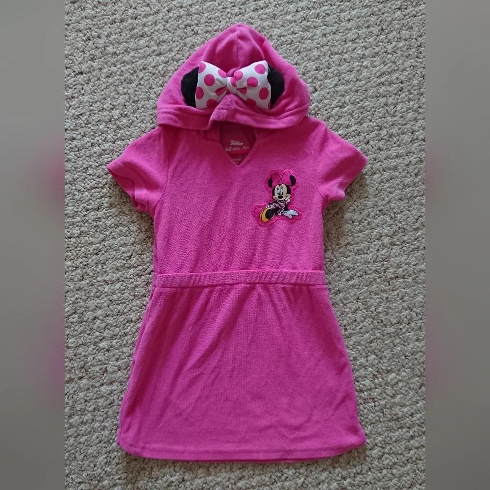 Disney Minnie Mouse Hooded Terry Swimsuit Cover-Up with Ears Zip-Up Robe SIZE 3T
